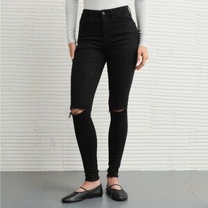 American Eagle Next Level Ripped Black High-Rise Skinny Jeans